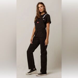 Dickies Pinstripe black overalls women size Small excellent condition